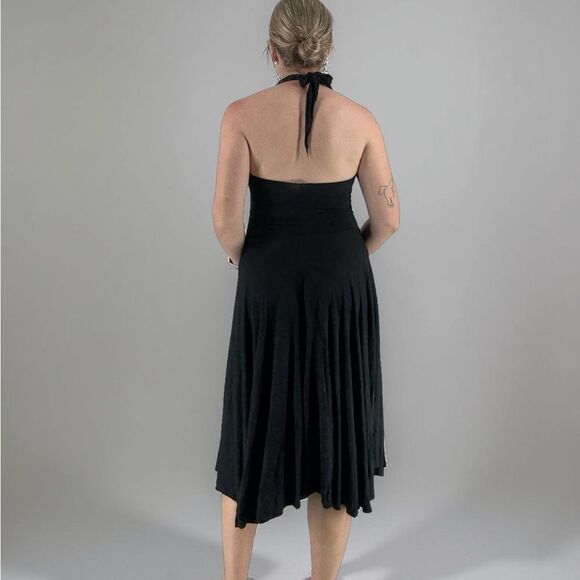 Rachel Pally Halter V-Neck Flowy Midi Dress in Black | Small - Picture 4 of 8